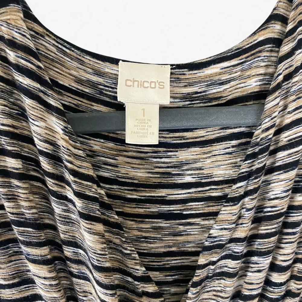 Chico's Black Brown Sleeveless V-Neck Sheath Stretch Maxi Dress Sundress 1 M - Picture 8 of 8